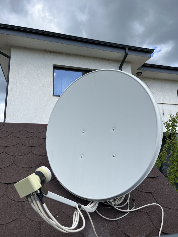 Antena parabolica  Lnb cu 4 iesiri  6 recivere si  2 aplificatoare