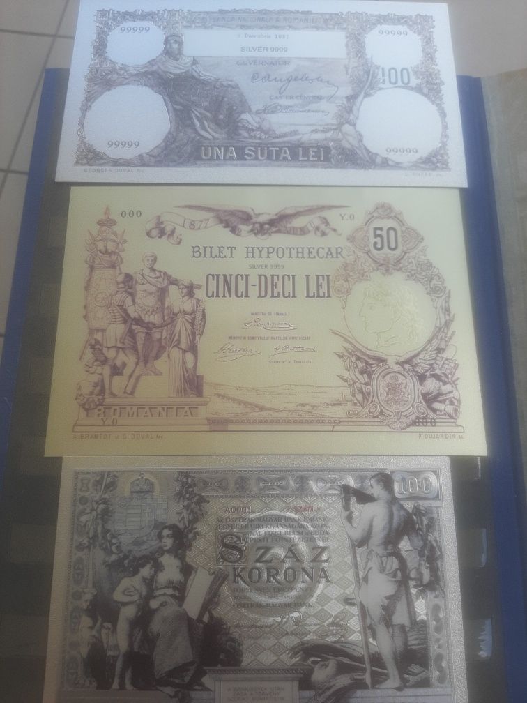 Bancnote aurite argintate romania