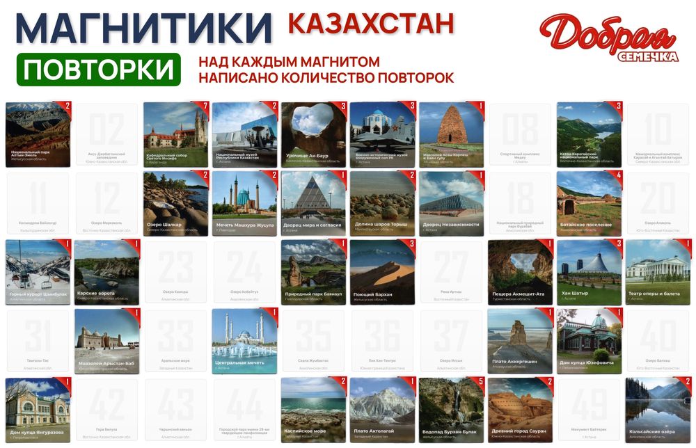 Магнитики серия «Казахстан» из семечек «Добрая»