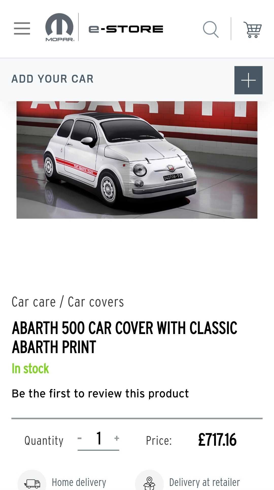 Покривало за Fiat 500 / Abarth 595c