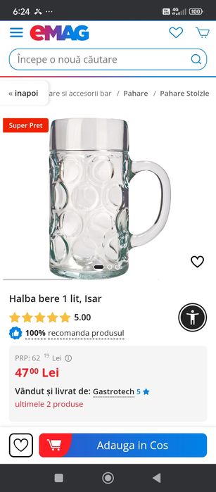 Vând set de 6 halbe de 1 L