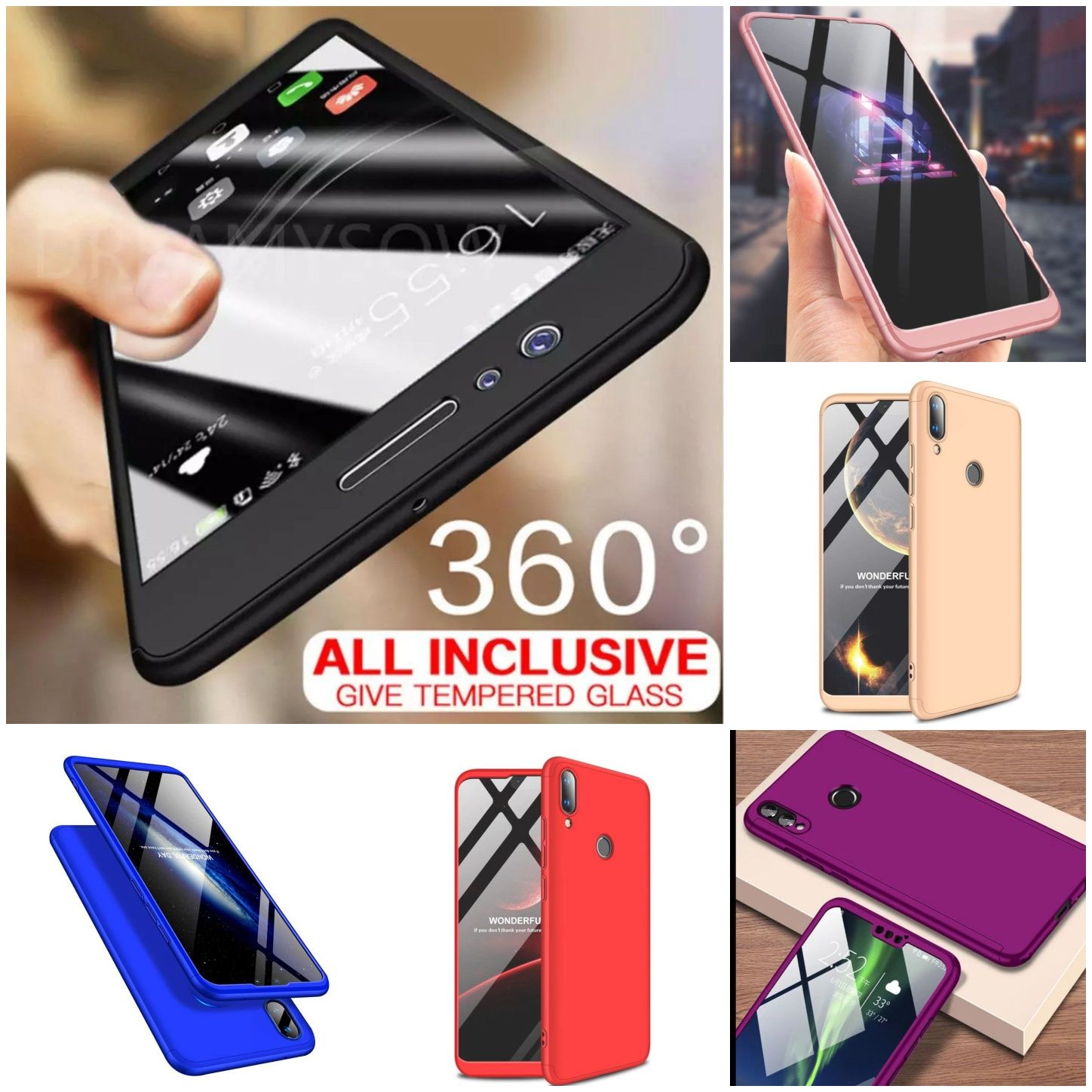 Husa protectie 360 " +folie sticla Huawei Y7 2019 ; Y6 2019