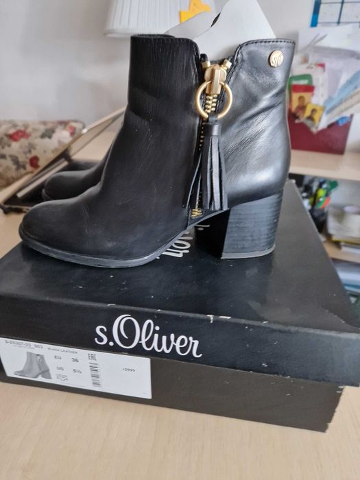 Botine  dama negre  din piele naturala  S”Oliver - Mas.36