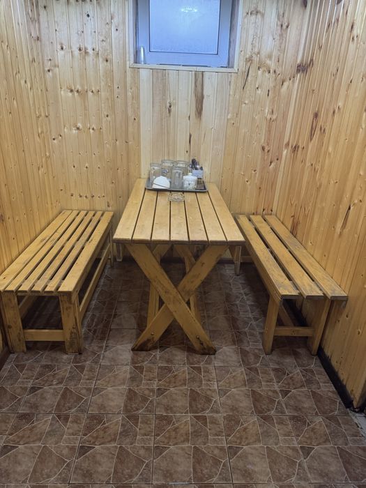 Стол и две лавки в баню