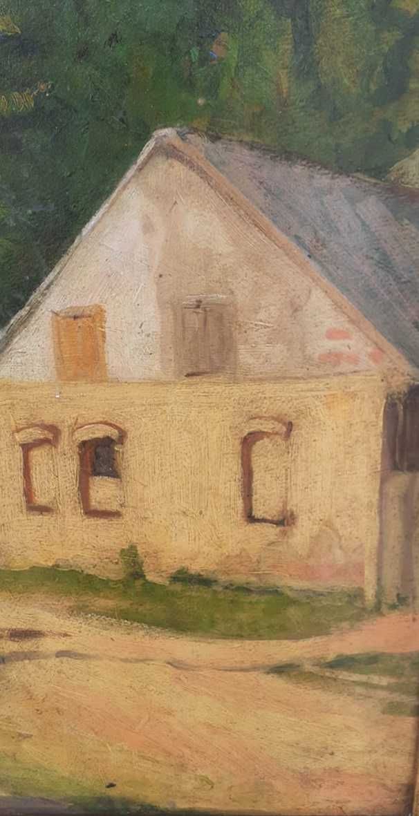 Tablou vechi - peisaj rural - semnat Gaal F.