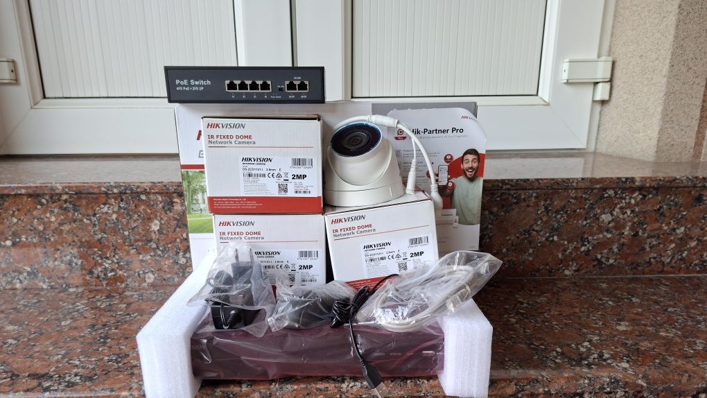 Hikvision ds 7604NI-Q1 система видеонаблюдения в полном комалекте