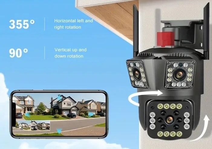 Camerắ de supraveghere tripla  6K 12MP WIFI IP PTZ 4K,nou