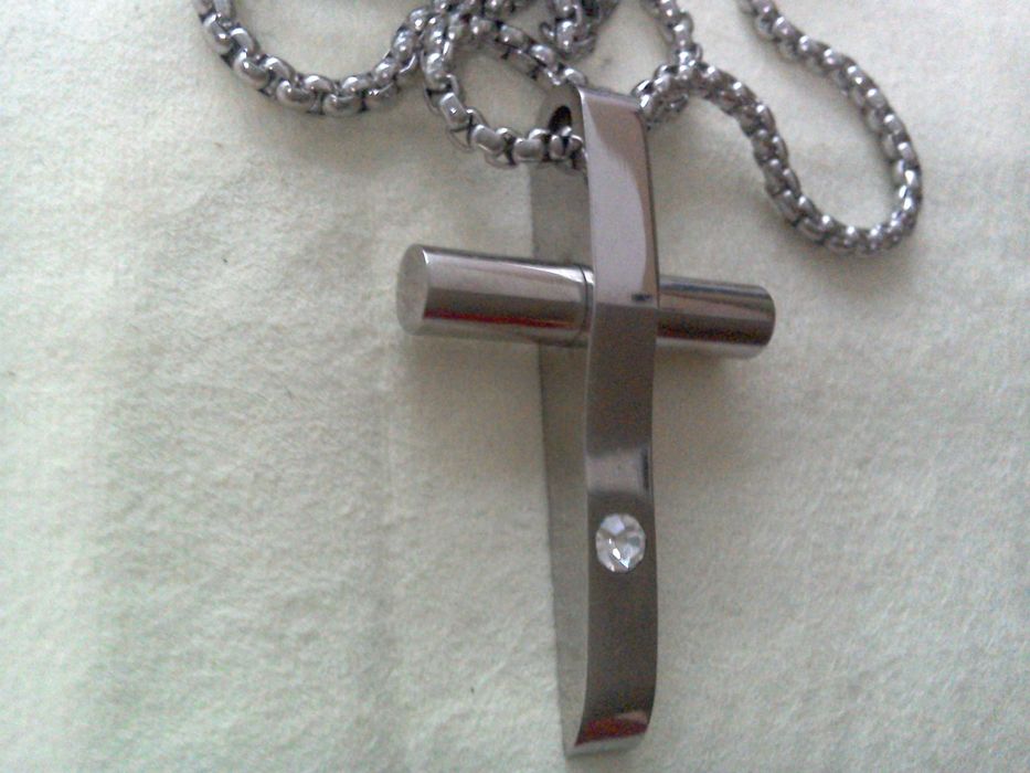 Cruce cu lanț - inox satinat placat rodiu