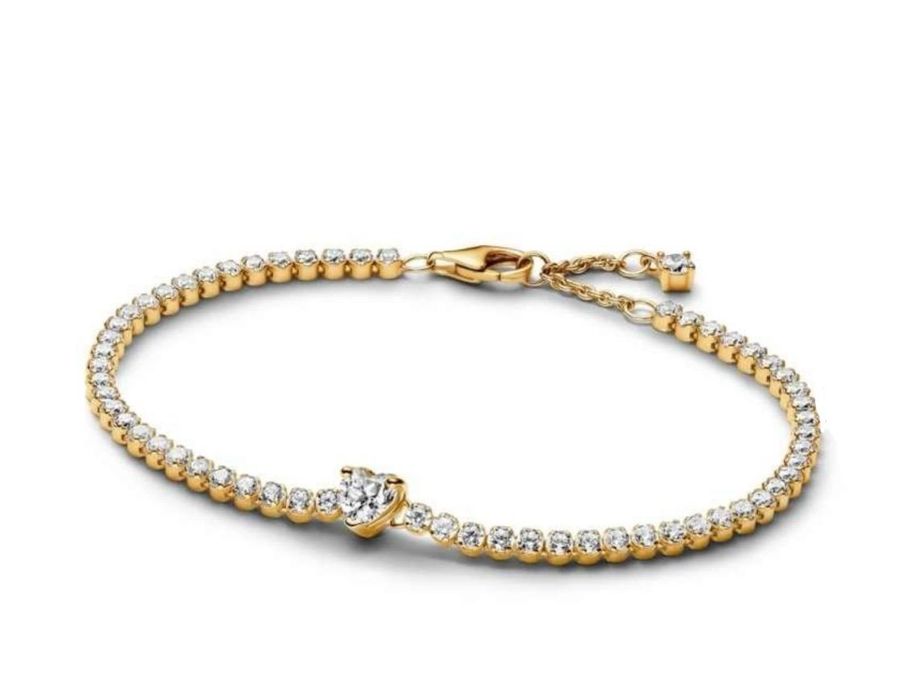 Pandora Браслет теннисный «Сверкающее сердце»