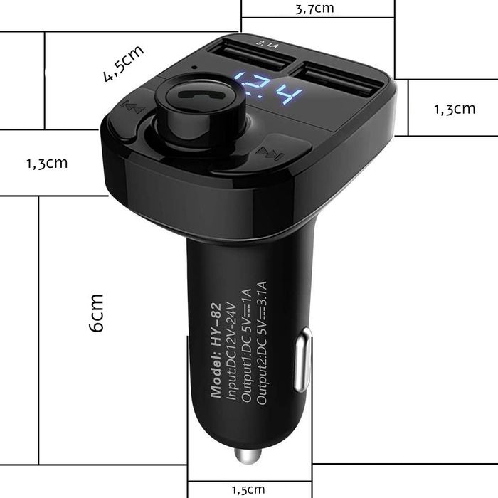 Fm трансмитер bluetooth kit verk 10041 x8 мултифункционален , ...