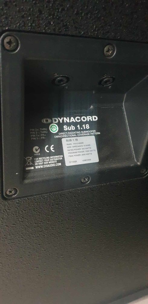 Boxe noi,ex-demo Dynacord C 25.2 1000w Dynacord sub 1.18