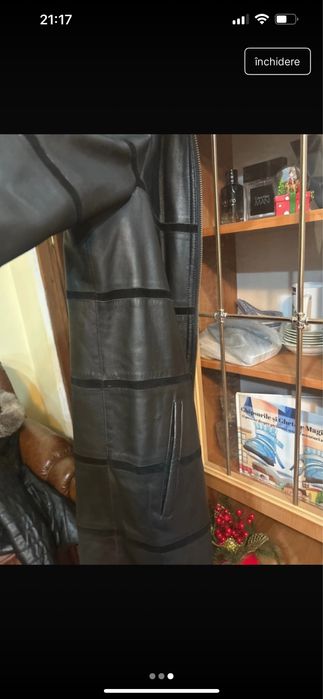 Palton piele natural cu doia fete si blana chinchila