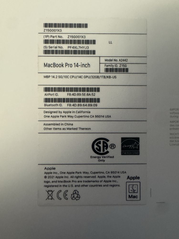 MacBook Pro 14-inch (M1 Pro, 32GB/1TB, Space Gray)