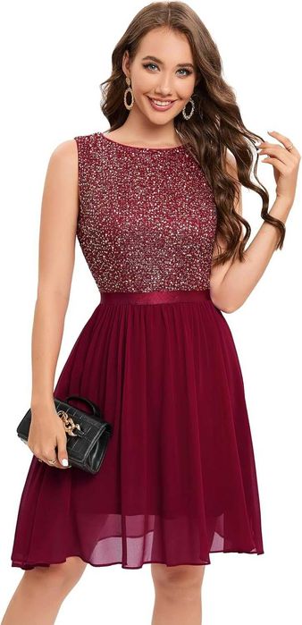 Bbonlinedress дамска рокля с пайети, елегантна бална рокля 2XL