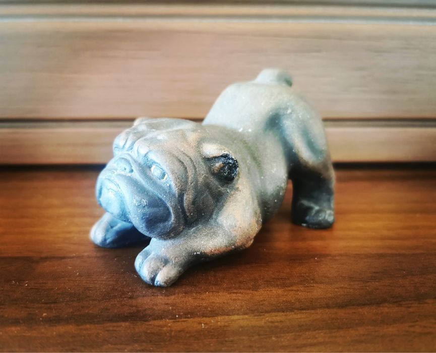 Антикварна керамика куче малък ръчна работа английски френски булдог