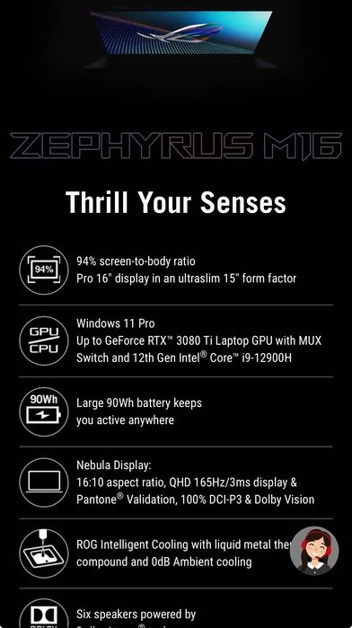 ROG Zephyrus M16 Като Нов