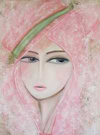 Pictura abstract " a Girl with a rain hat"