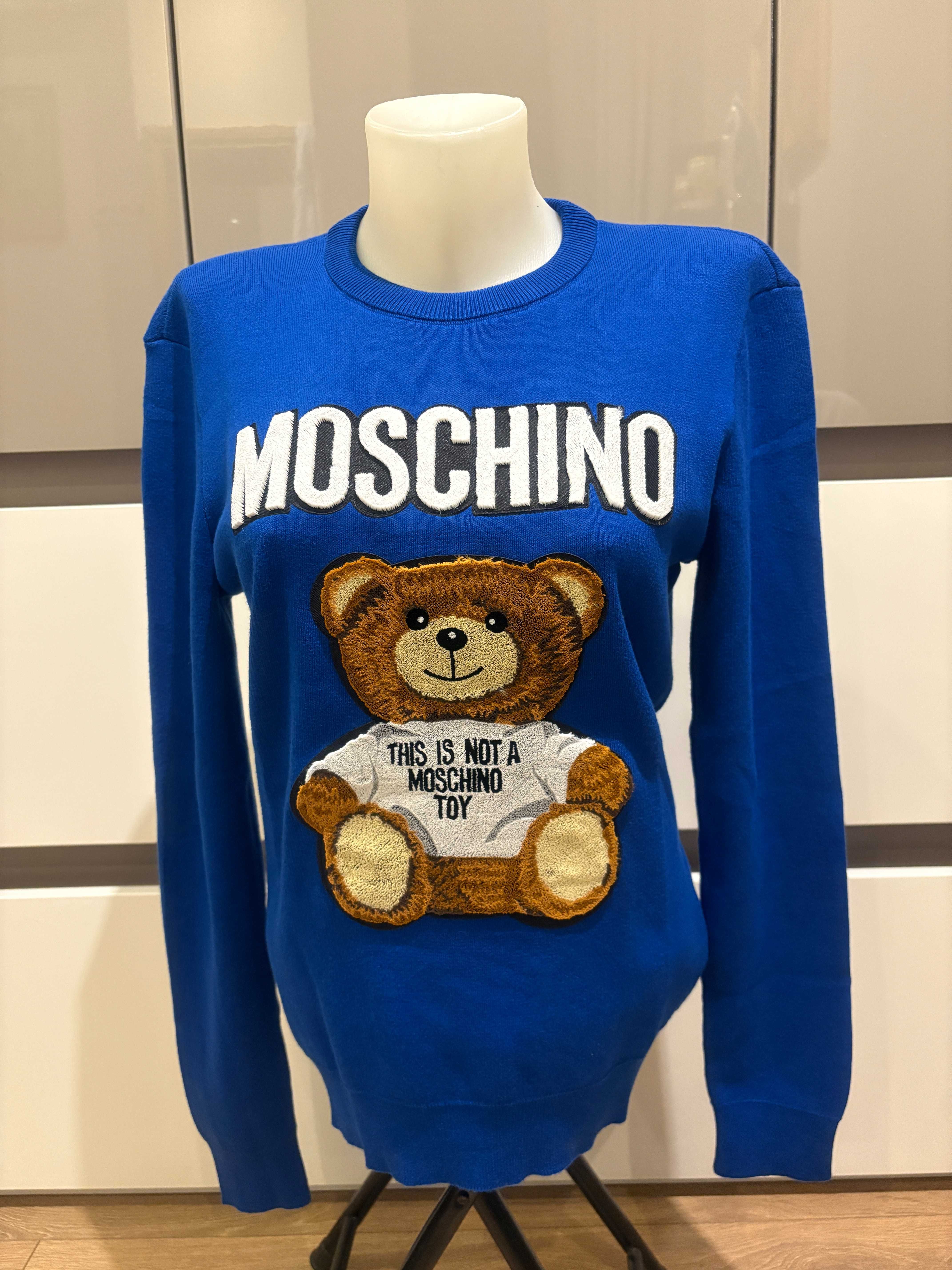 Оригинален пуловер MOSCHINO COUTURE, черен, зелен, син и бял, M и L