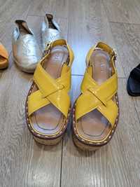 Sandale Prada Yellow Leather Slingback Platforms