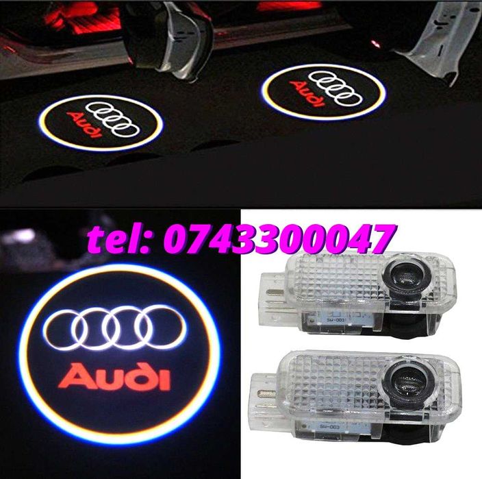 Set Logo Proiectoare Lampi 3d Led Lumini Usi Portiere Sline Audi A Q