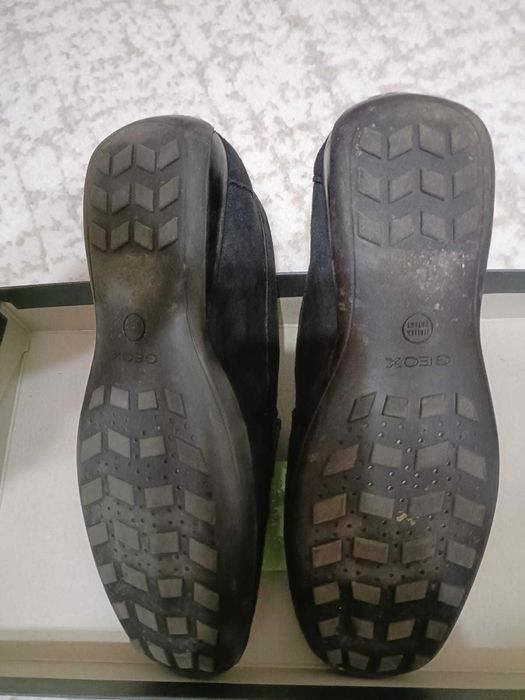 Mocasini GEOX negri, din piele întoarsă