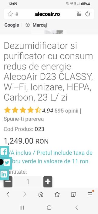 Dezumidificator aleco air D 23