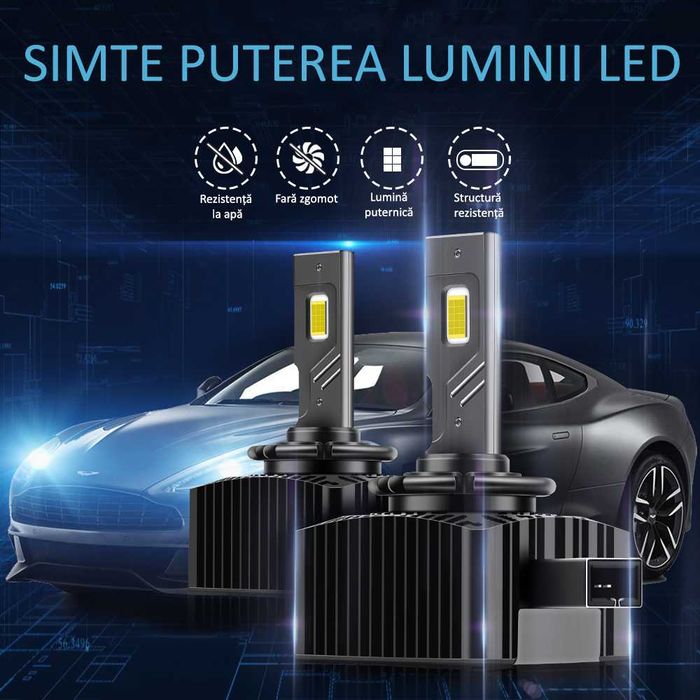 Set 2 Becuri Auto LED D1S D2S D3S D4S D5S 120W Canbus Garantie + Cadou