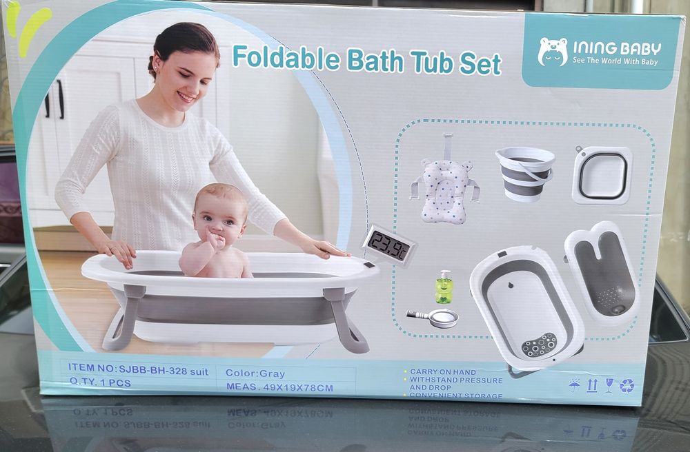 Складная ванночка для купания новорожденных с матрасом