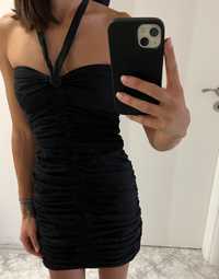 Черна набрана рокля Zara