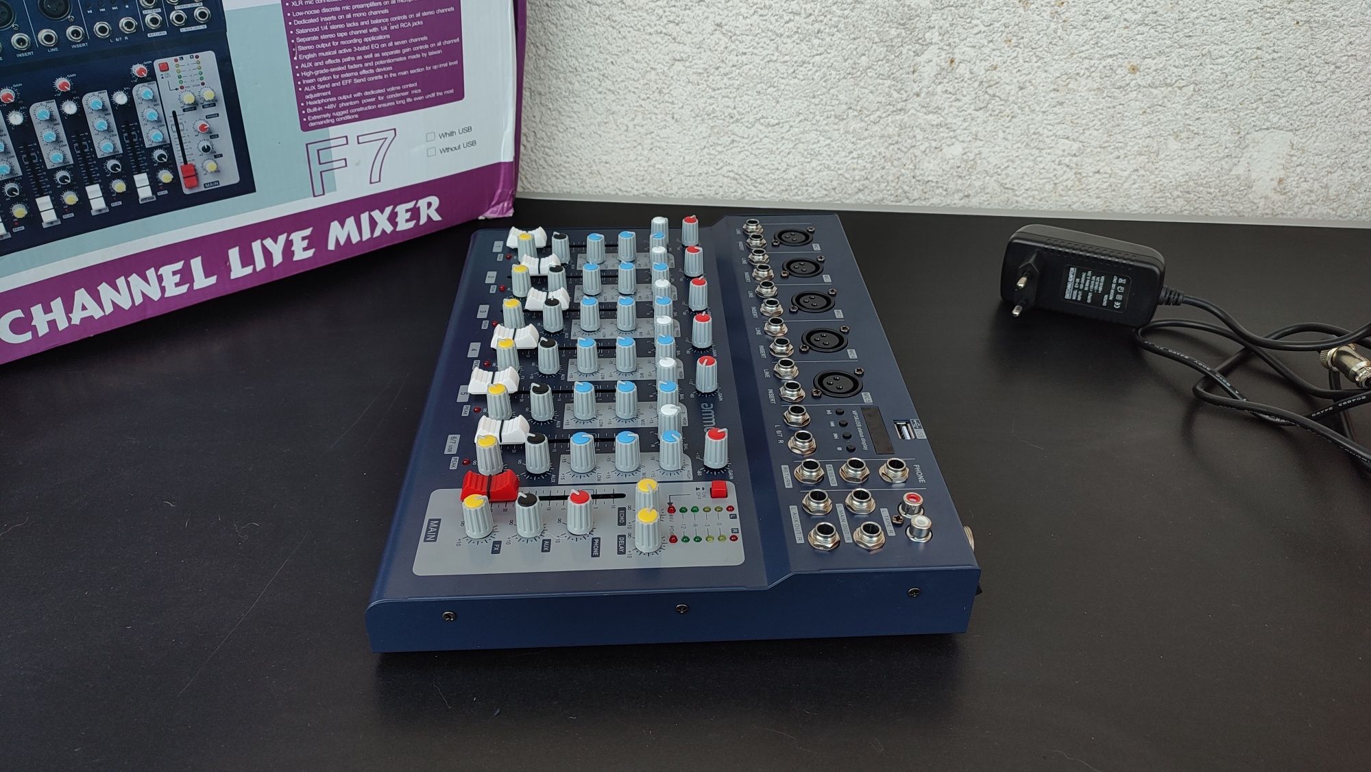 mixer ammoon F7 USB 7 canale microfon linie audio mixer sunet consola