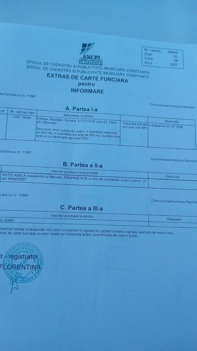 Teren extravilan de 500 mp de vânzare în Năvodari