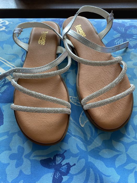 Sandale Image Argintii piele naturală 37