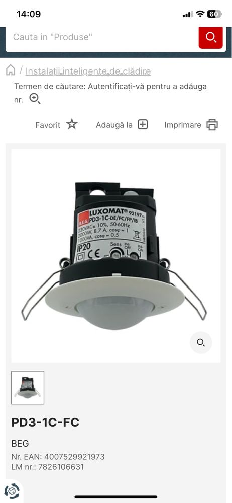 Detector de miscare de tavan