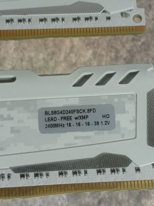 Оперативная память micron BallistiX белая, 8гб 2 планки