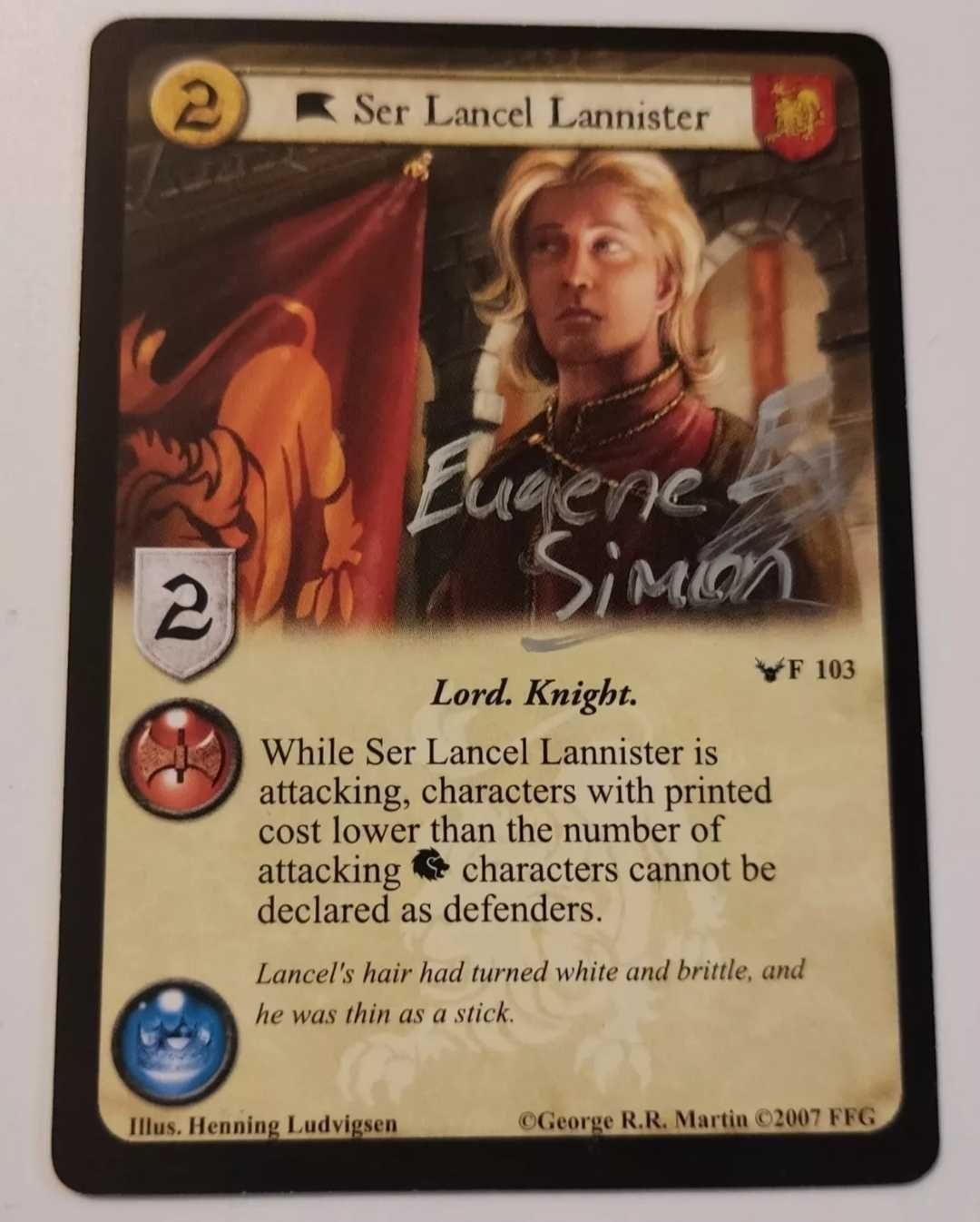 Ser Lancel Lannister CCG - carte Semnata EUGENE SIMON Game of Thrones