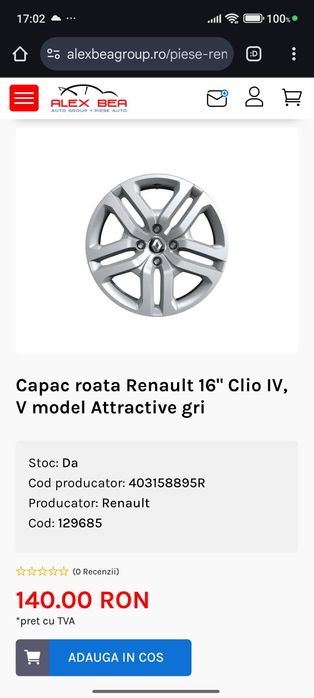 Set jante structurale Renault+capace, 16 inch, 4x100