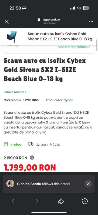 Scaun auto CYBEX SIRONA SX2 I SIZE 360 rotatie cu baza  isofix