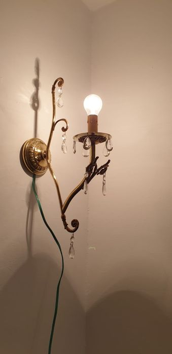 Accesoriu decorațiune aplica perete alama cristal Franța 1930