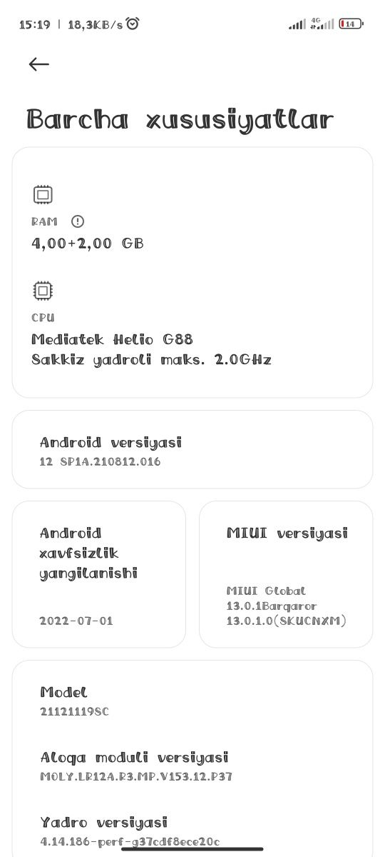 Redmi not 114G sotiladi srochni yoki poco tellarga abmen qilinadi