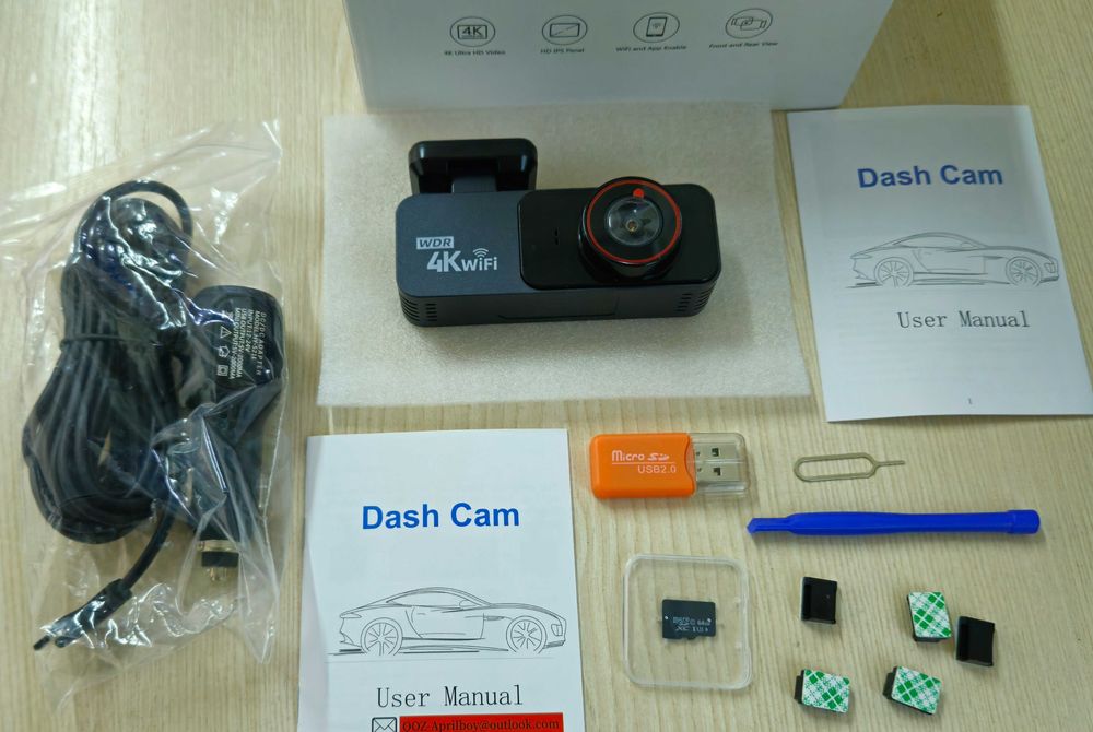 Camera auto video 4k,Wifi,card sd 64 Gb,cititor de card,cheie sim,Noua