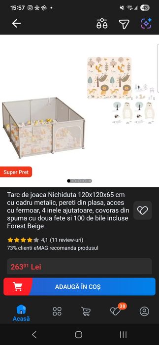 Țarc de joaca Nuchiduta 120×120×65 cm