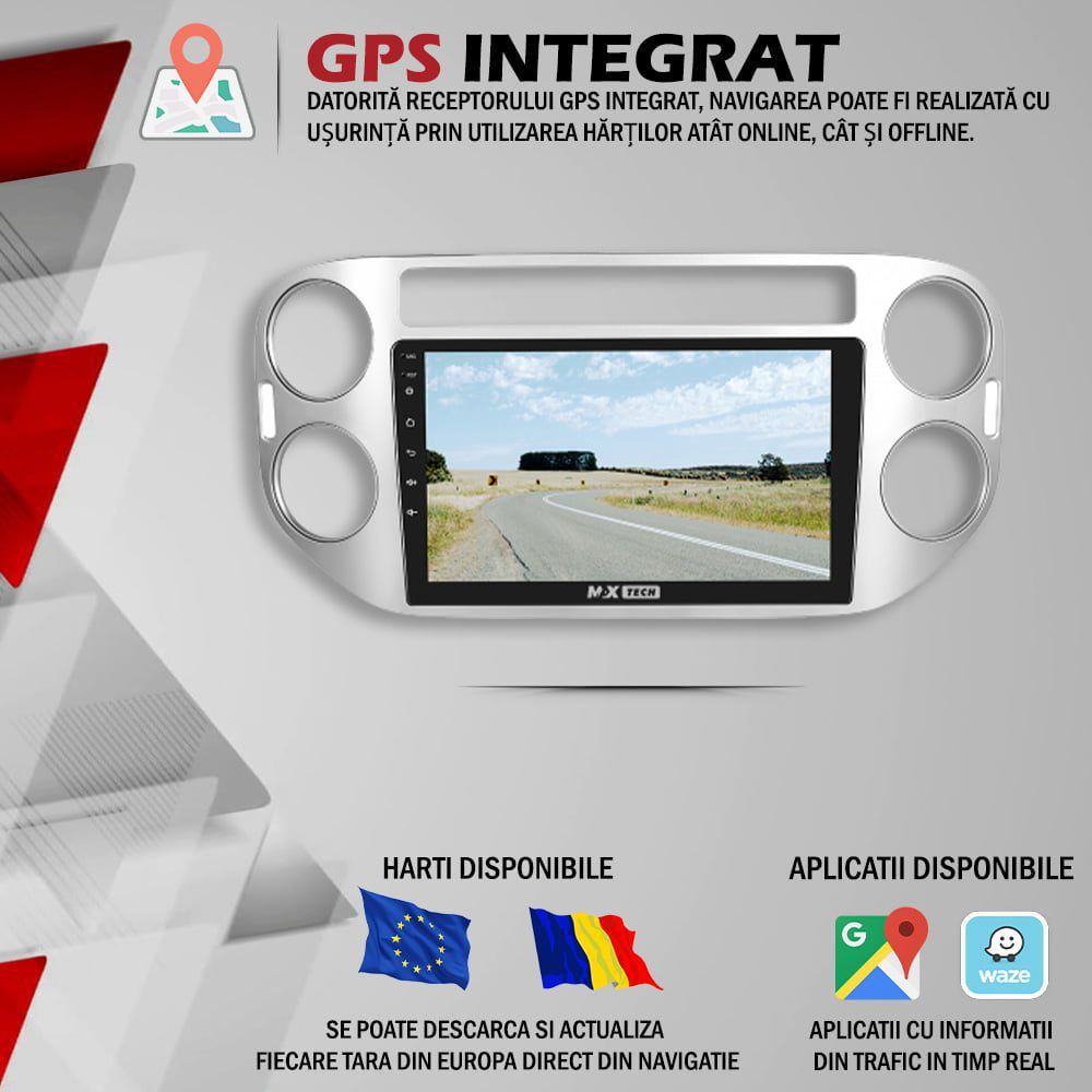 Navigatie Volkswagen Tiguan 2010-2015 dedicata,Android GPS Carplay BT