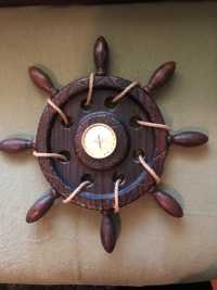 Termometru vechi francez,in forma de timona de corabie,sculptata lemn