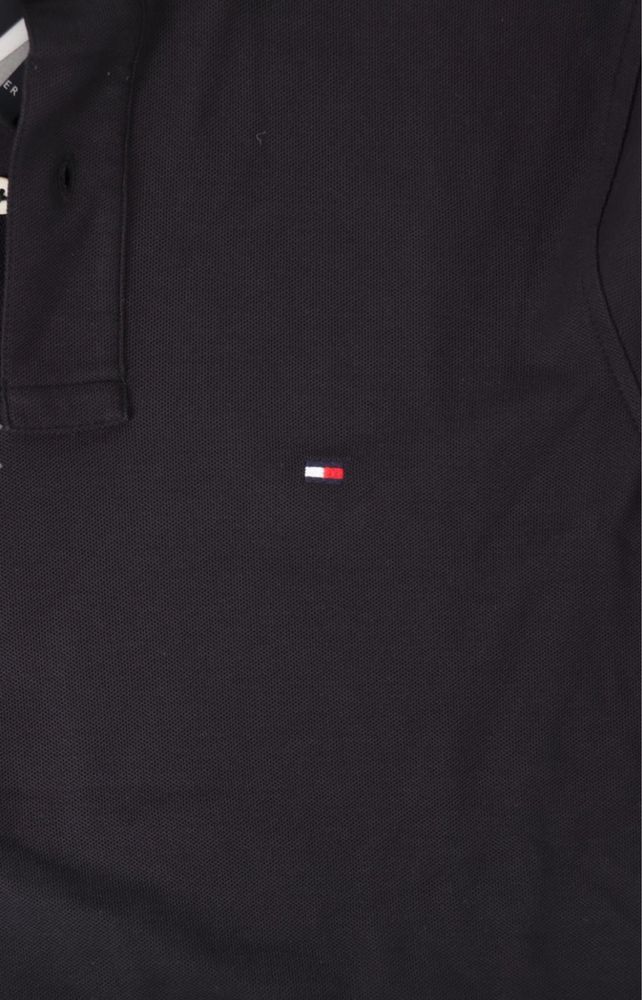 Tommy hilfiger мъжка черна тениска с яка