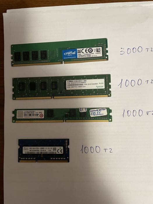 Оперативная память DDR4 4GB и DDR3 2GB