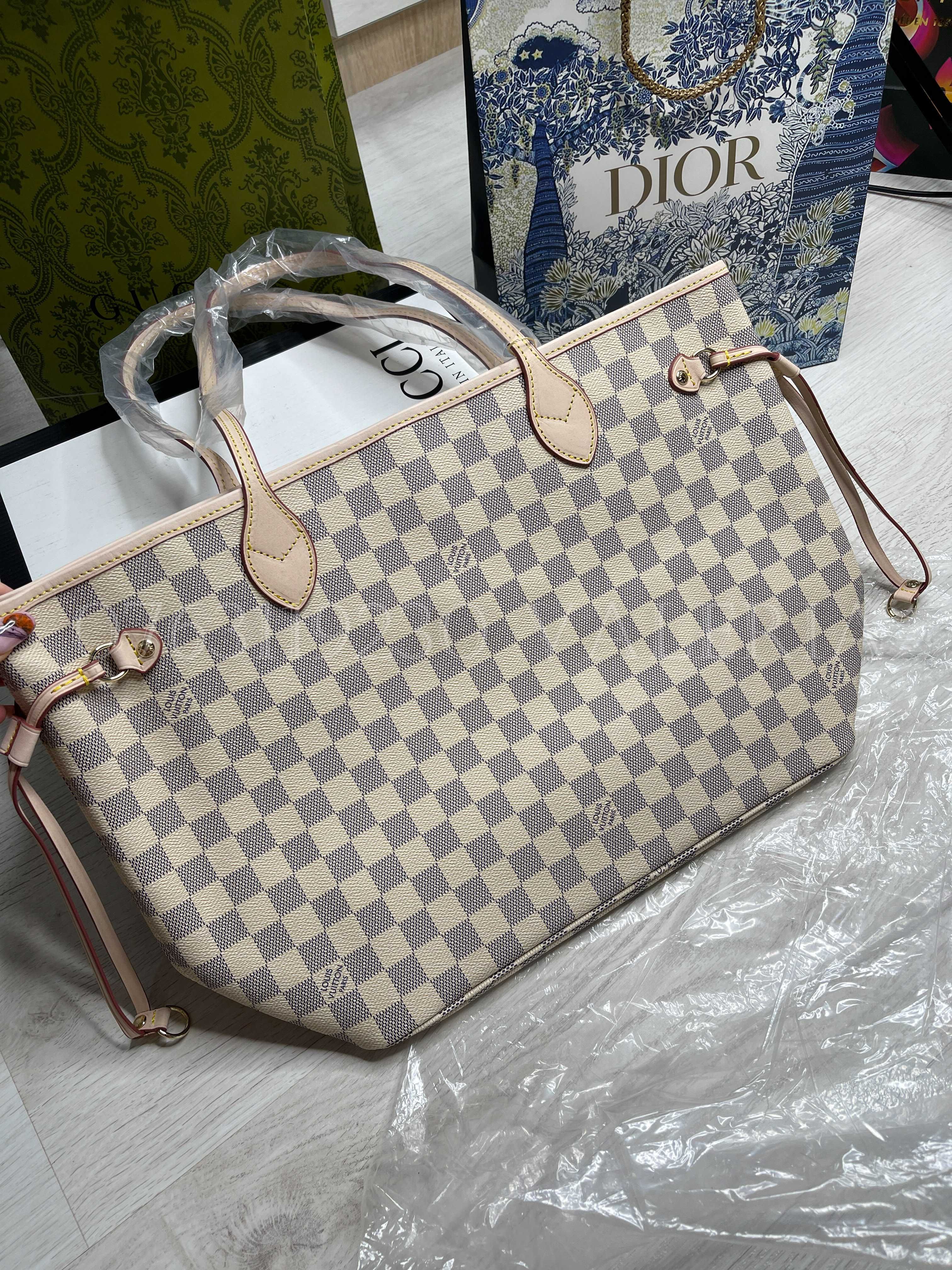 Geanta LV Neverfull Damier Azur Rose Ballerinne