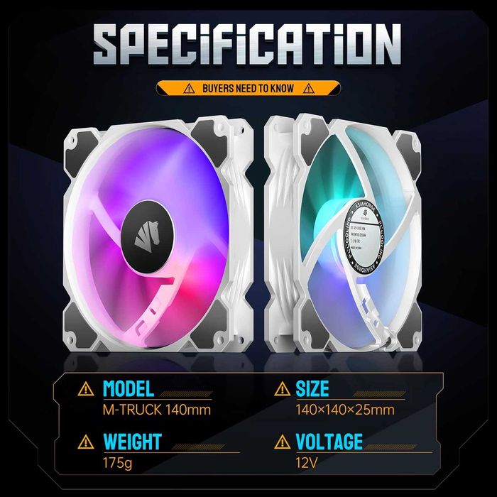 Cooler ventilator AsiaHorse 140mm Argb Pwm,carcasa PC,pachet 2 bucati