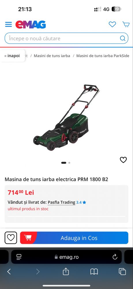 Prm 1500 masina de tuns gazonul pe curent resigilat