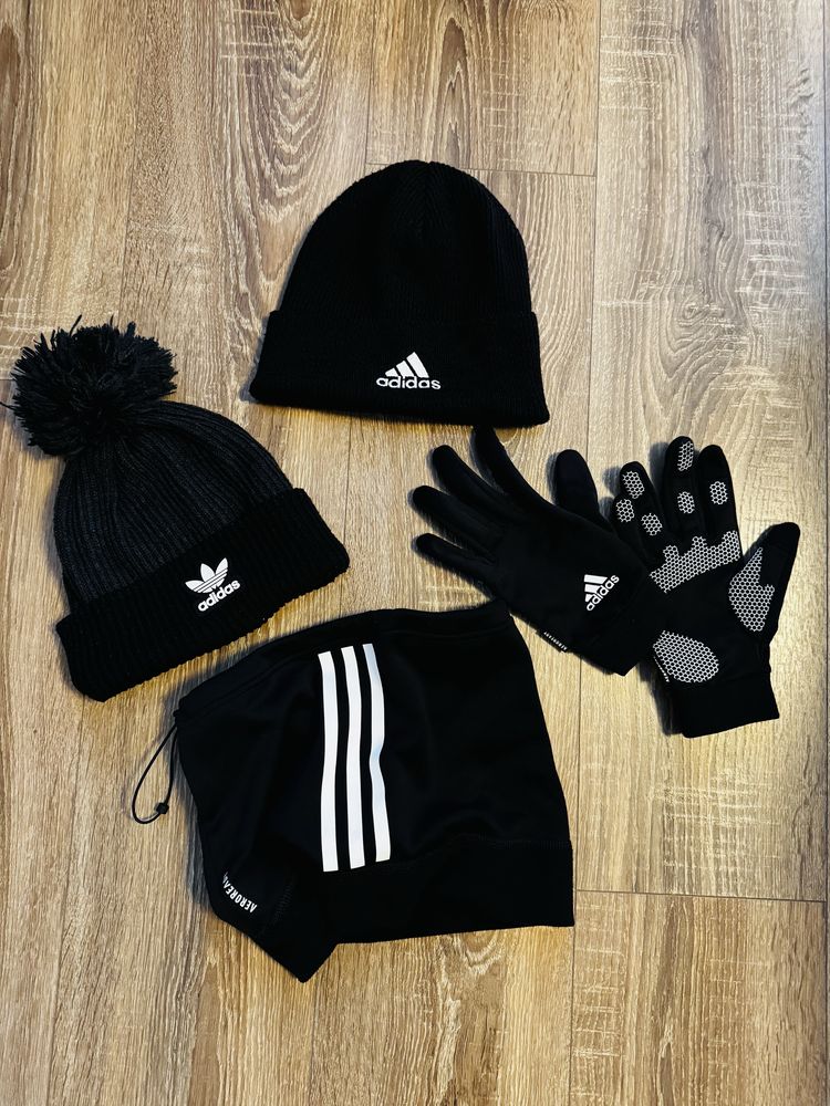 Parka usoara cu puf, gluga si 3 dungi Adidas