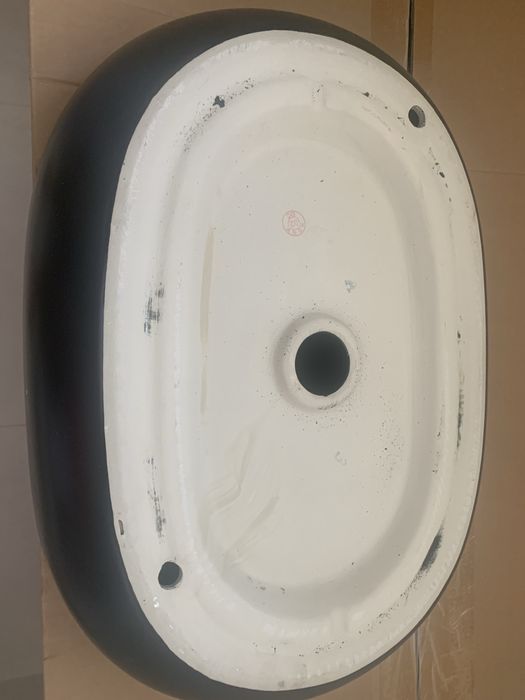 Lavoar pe blat Invena Teja oval 60 cm negru mat